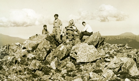 Federation Peak, Tasmania 1949 <br/> Bill Elliott, Fred Elliott, Alan Rogers.